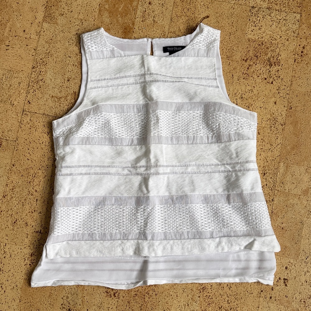 White House Black Market Elegant White Linen Blouse